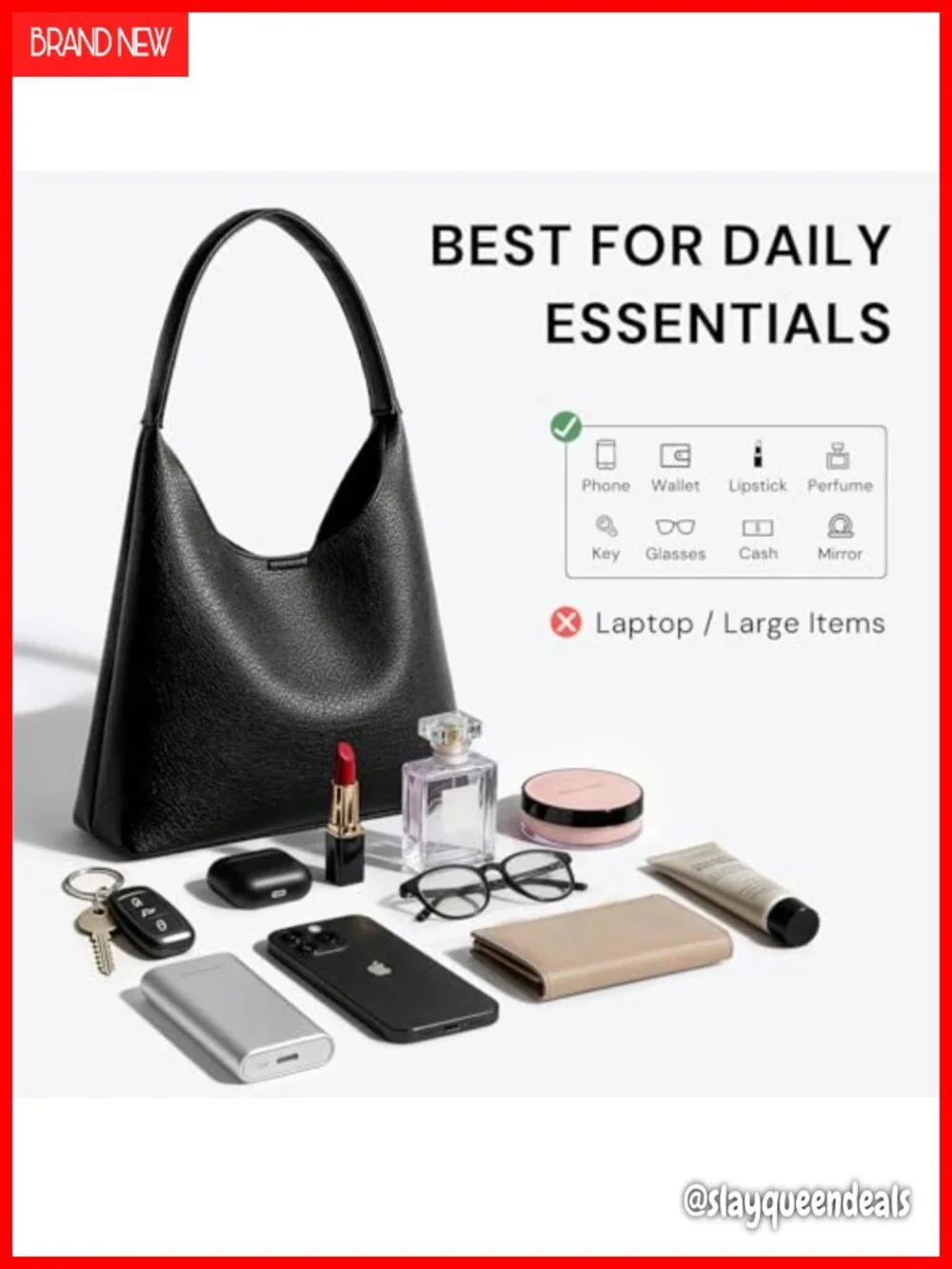 Slouchy Hobo Shoulder Bag Soft Vegan Leather Magnetic Small Everyday Purse